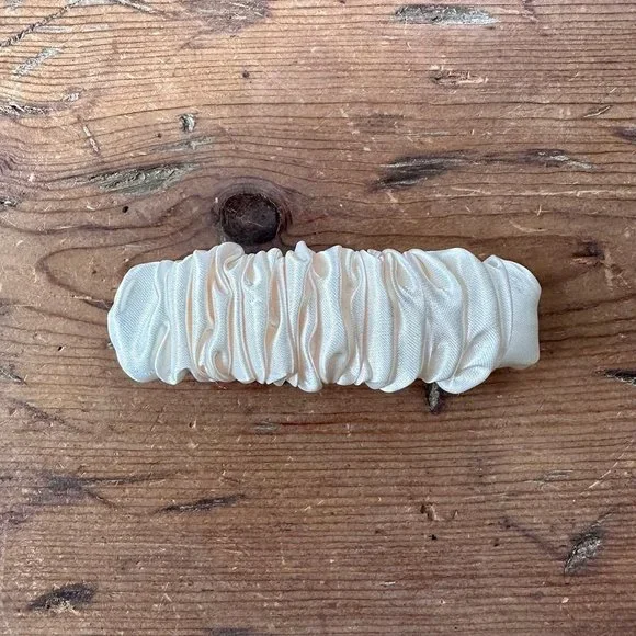 Anthropologie Silk Satin Ivory Ruched Barrette NWOT - Picture 3 of 3